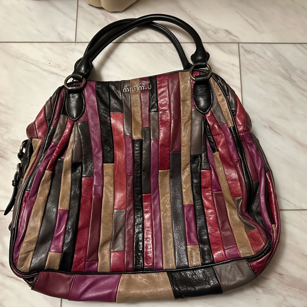 Miu Miu Multicolor Patchwork Leather Satchel